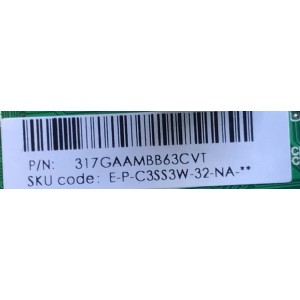 KIT DE TARJETAS PARA TV INSIGNIA / NUMERO DE PARTE MAIN 317GAAMBB63CVT / TD.T950.67 / NUMERO DE PARTE FUENTE PLTVK1205XA1 / 715G8098-P01-000-002S / VK1205XA1 / DISPLAY CV320H1-F01 / NUMERO DE PANEL TPT320B5-H1F01.D REV:S02BG / MODELO NS-32DF310NA19